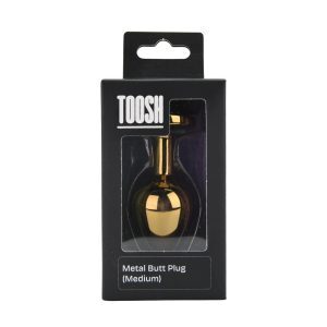 n12818 toosh gold metal butt plug medium clear stone pkg