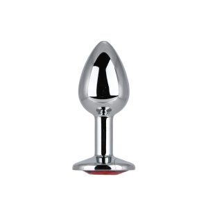 Toosh Silver Metal Butt Plug Small Red Stone