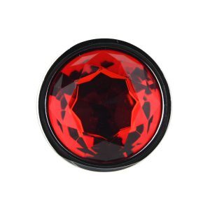 n12822 toosh silver metal butt plug large red stone stone