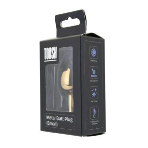 n12823 toosh gold metal butt plug small red stone pkg 1