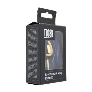 n12823 toosh gold metal butt plug small red stone pkg 2