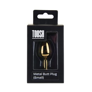 n12823 toosh gold metal butt plug small red stone pkg