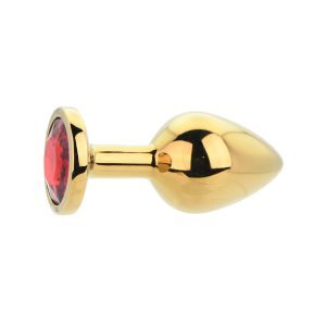 n12824 toosh gold metal butt plug medium red stone 2