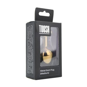 n12824 toosh gold metal butt plug medium red stone pkg 1