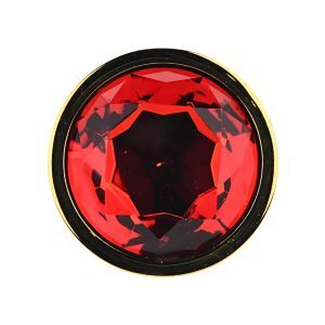 n12825 toosh gold metal butt plug large red stone stone