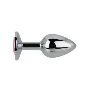 n12826 toosh silver metal butt plug small pink stone 1