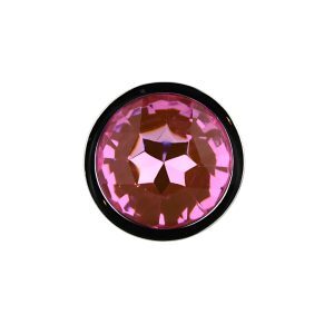 n12826 toosh silver metal butt plug small pink stone jewel