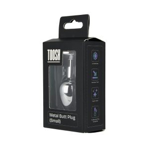 n12826 toosh silver metal butt plug small pink stone pkg 1