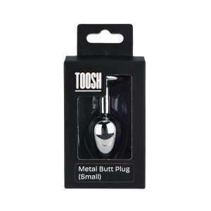 n12826 toosh silver metal butt plug small pink stone pkg