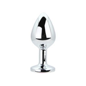 Toosh Silver Metal Butt Plug Medium Pink Stone