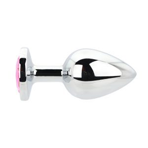 n12828 toosh silver metal butt plug large pink stone 1