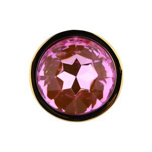 n12829 toosh gold metal butt plug small pink stone jewel