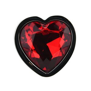 n12834 toosh heart shaped silver butt plug with red stone large jewel