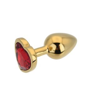 Toosh Heart Shaped Gold Butt Plug with Red Stone Small 5 n12835 toosh heart shaped gold with red stone small 3