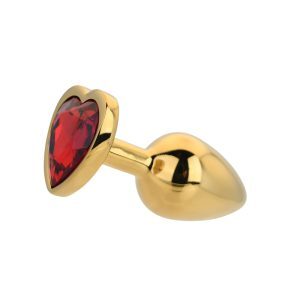 Toosh Heart Shaped Gold Butt Plug with Red Stone Small 4 n12835 toosh heart shaped gold with red stone small 4