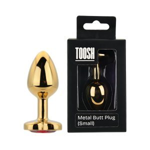 Toosh Heart Shaped Gold Butt Plug with Red Stone Small 11 n12835 toosh heart shaped gold with red stone small duo