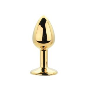 n12839 toosh metal butt plug gold set of 3 clear stone sml