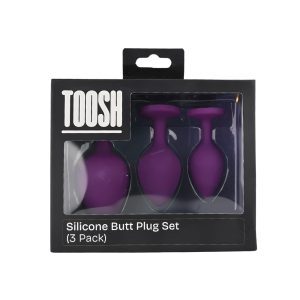 n12841 toosh silicone butt plug purple set of 3 clear stone pkg