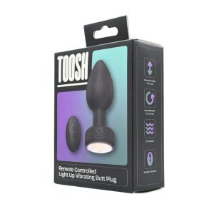 n12897 toosh remote controlled light up vibrating butt plug pkg 2