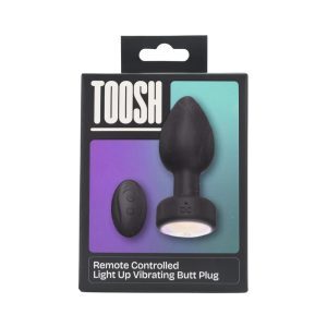 n12897 toosh remote controlled light up vibrating butt plug pkg