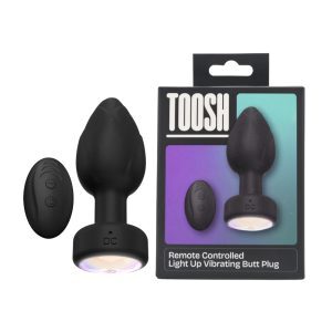 n12897 toosh remote controlled light up vibrating butt plug pkg both
