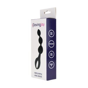 ns6550 loving joy triple ripple anal beads black pkg 2