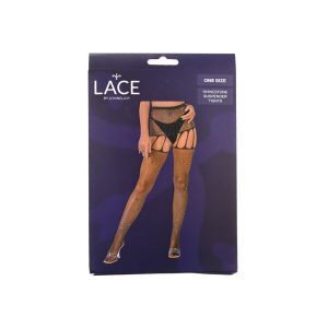 Lace by LJ Rhinestone Suspender Tights Black 5 n12908 lace by lj rhinestone suspender tights black pkg