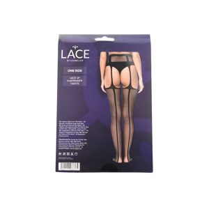 Lace by LJ Lace Up Suspender Tights Black 8 n12910 lace by lj lace up suspender tights pkg bk