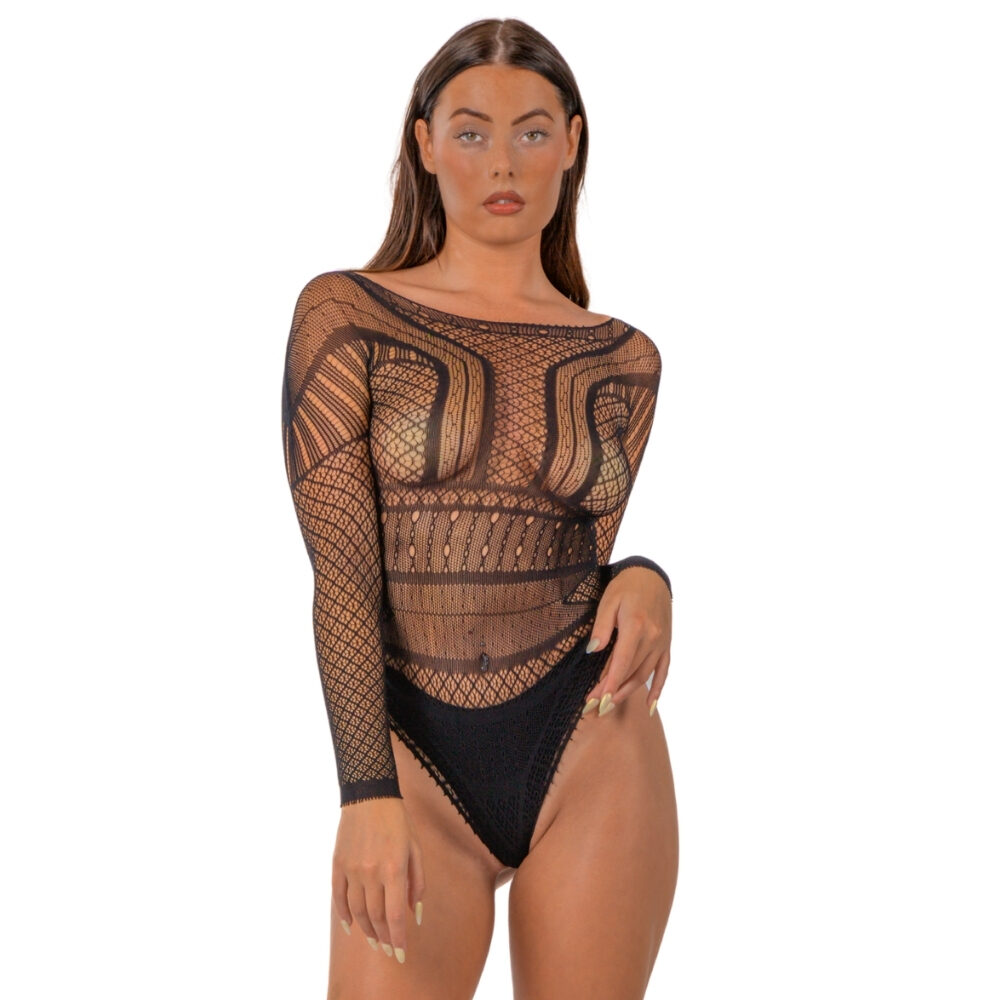 n12929-lace-by-lj-seamless-lace-longsleeved-bodysuit-black n12929 lace by lj seamless lace longsleeved bodysuit black