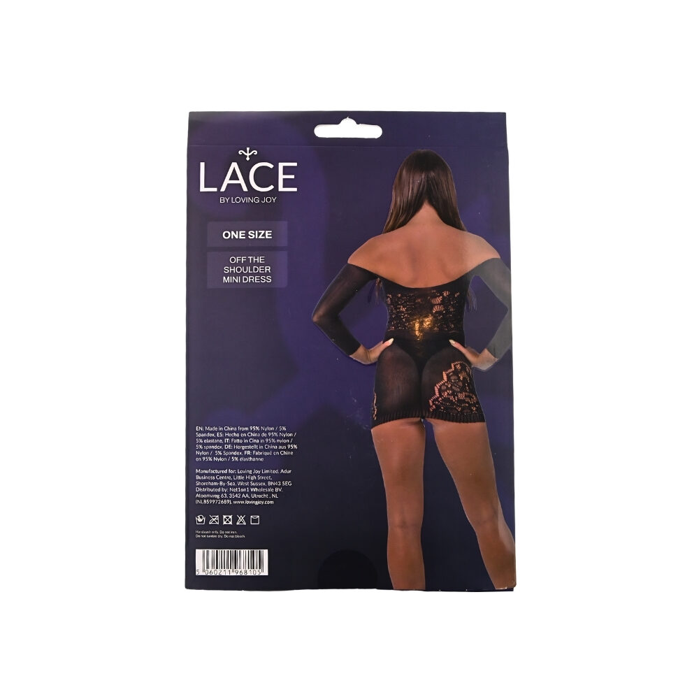 n12930-lace-by-lj-off-the-shoulder-mini-dress-black-pkg-bk n12930 lace by lj off the shoulder mini dress black pkg bk