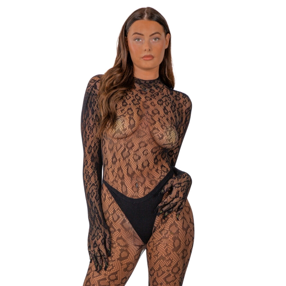 n12935-lace-by-lj-gloved-leopard-print-catsuit-black n12935 lace by lj gloved leopard print catsuit black