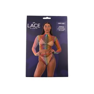 Lace by LJ Rainbow Fence Net Crop Top and Bottoms 6 n12936 lace by lj rainbow fence net crop top and bottoms pkg