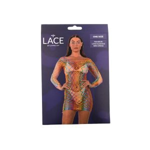 Lace by LJ Rainbow Long Sleeved Mini Dress 6 n12937 lace by lj long sleeved mini dress pkg