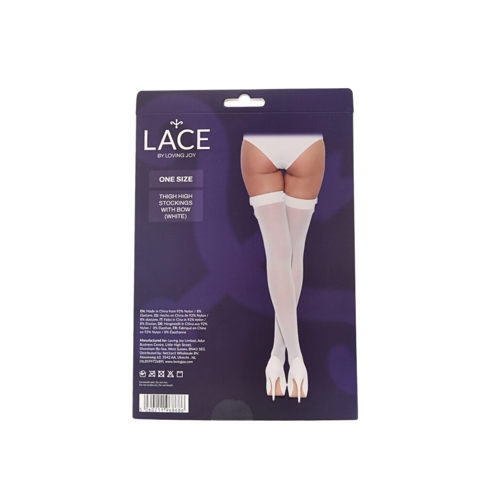 ns8101-lace-by-lj-thigh-high-stockings-with-bow-white-pkg-bk ns8101 lace by lj thigh high stockings with bow white pkg bk