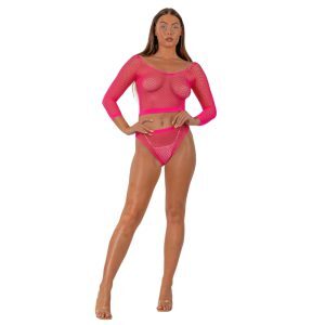 Lace by LJ Fence Net Crop Top and Bottoms 7 ns8103 lace by lj fence net crop top and bottoms pink 1