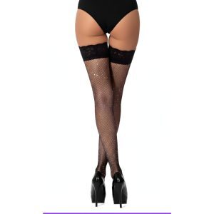 Lace by LJ Fishnet Thigh High Stockings with Rhinestones 3 ns8119 lace by lj fishnet thigh high stockings with rhinestones black 2